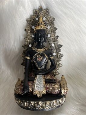Decorative Black and Gold Buddha Statue - Home Art Accent